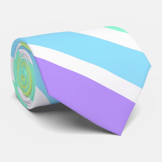 Bubblegumregenboog en witte strepen stropdas (Opgerold)