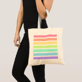 Bubblegumregenboog en witte strepen tote bag (Voorkant (product))