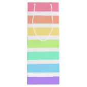 Bubblegumregenboog en witte strepen wijn cadeautas (Achterkant)