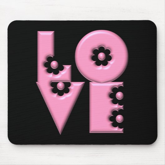 Bubblegumroze 3D LOVE Square Muismat (Voorkant)