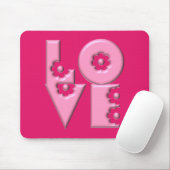 Bubblegumroze 3D LOVE Square Muismat (Met muis)