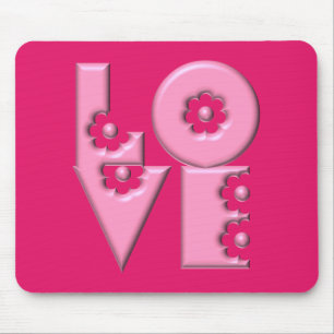  Bubblegumroze 3D LOVE Square Muismat