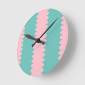 Bubblegumroze en blauwgroen, uniek patroon, huisje ronde klok (Hoek)