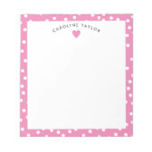 Bubblegumroze hart en Stippen scheermeisje Notitieblok (Voorkant)