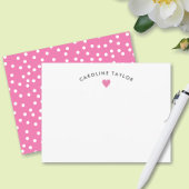 Bubblegumroze hart en Stippen scheermeisje Notitiekaartje