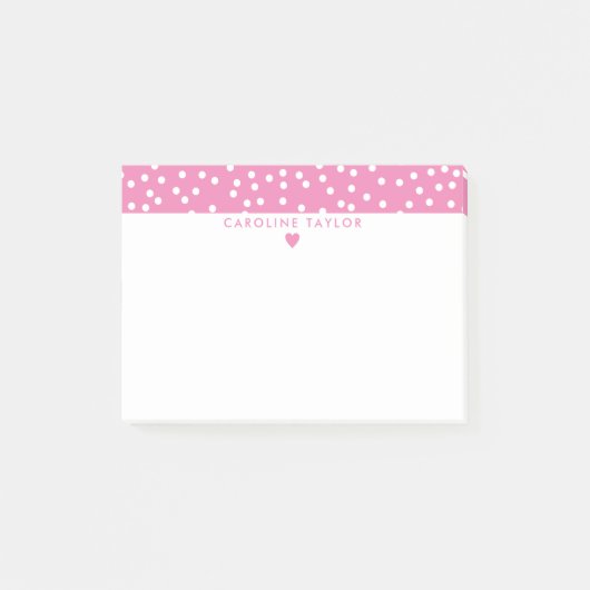 Bubblegumroze hart en Stippen scheermeisje Post-it® Notes (Voorkant)