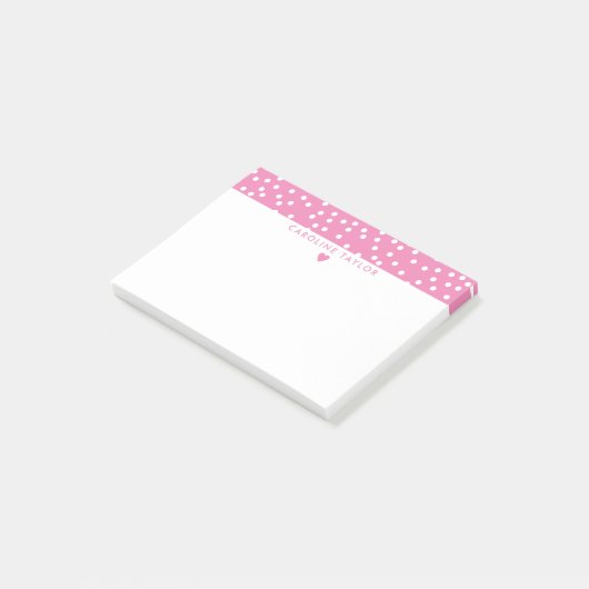 Bubblegumroze hart en Stippen scheermeisje Post-it® Notes (Schuin)