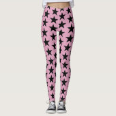 Bubblegumroze met zwarte sterren leggings (Voorkant)