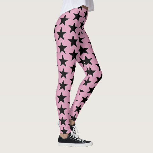 Bubblegumroze met zwarte sterren leggings (Rechts)