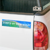 Bubblepacific bumper stickers, surf nu wat bumpersticker (Op Truck)