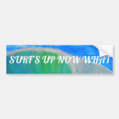 Bubblepacific bumper stickers, surf nu wat bumpersticker (Voorkant)