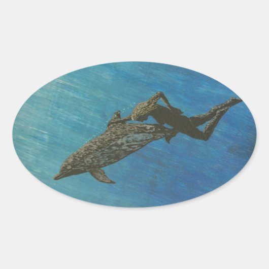 Bubblepacifische bumperstickers, dolfijnen die zwe ovale sticker (Voorkant)