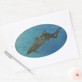 Bubblepacifische bumperstickers, dolfijnen die zwe ovale sticker (Envelop)