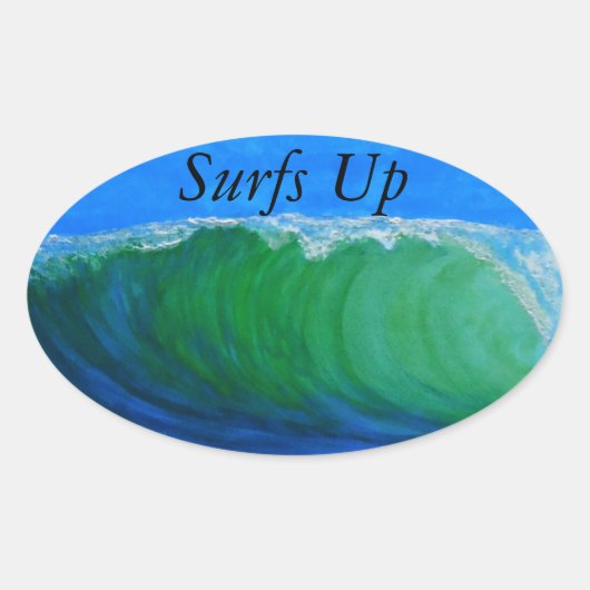 Bubblepacifische bumperstickers, surfen omhoog ovale sticker (Voorkant)