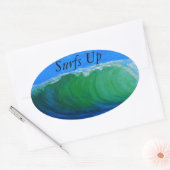 Bubblepacifische bumperstickers, surfen omhoog ovale sticker (Envelop)