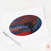 Bubblepacifische bumperstickers, surfer ovale sticker (Envelop)