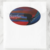 Bubblepacifische bumperstickers, surfer ovale sticker (Tas)