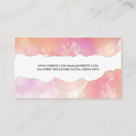 Bubbles achtergrond | Reinigingspictogrammen Visitekaartje (Achterkant)