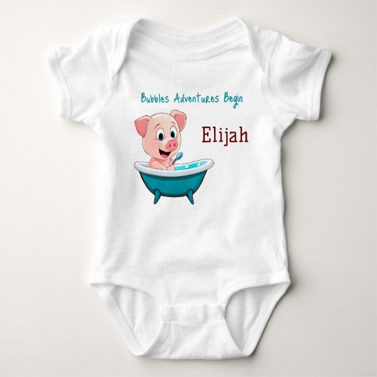 Bubbles Adventures Begin Aangepaste Naam Romper (Voorkant)