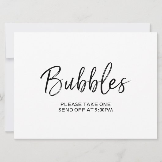 "Bubbles" Afscheid Bord | Stijlvolle Handlettering Kaart (Voorkant)
