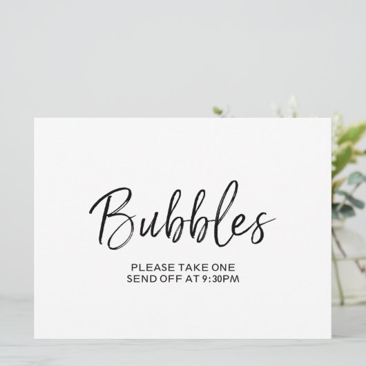 "Bubbles" afscheidsbord | Stijlvolle handlettering Kaart (Staand voorkant)