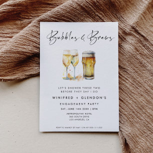 Bubbles and Brews Engagement Party Kaart