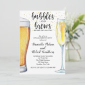 Bubbles and Brews Engagement Party Kaart (Staand voorkant)