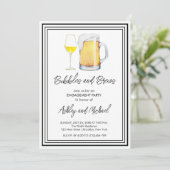 Bubbles and Brews Engagement Party Kaart (Staand voorkant)