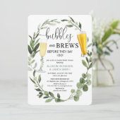 Bubbles and Brews greenery koppels vrijgezellenfee Kaart (Staand voorkant)