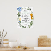 Bubbles and Brews koppels baby shower welkomstbord Poster (Keuken)