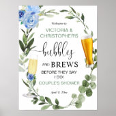 Bubbles and Brews koppels baby shower welkomstbord Poster (Voorkant)