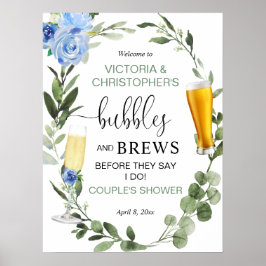 Bubbles and Brews koppels baby shower welkomstbord Poster