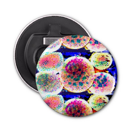 Bubbles art mok magnet button flesopener (Voorkant)