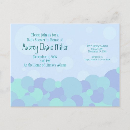Bubbles Baby shower Uitnodiging Briefkaart (Voorkant)