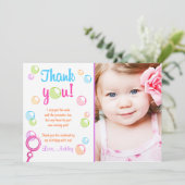 Bubbles Bedankt voor je kaartje Birthday Party Gir (Staand voorkant)