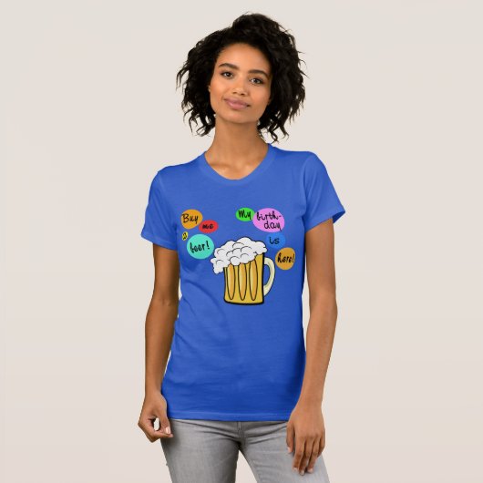 Bubbles Birthday Tshirt met kleur (Voorkant volledig)