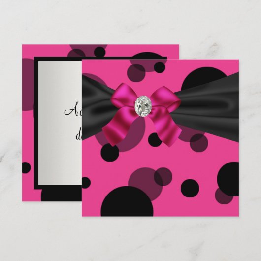 Bubbles Black Stropdas Party roze Black Party Kaart (Voorkant / Achterkant)
