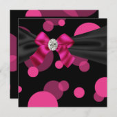Bubbles Black Tie Feest Roze Zwart Feest Uitnodigi Kaart (Voorkant / Achterkant)