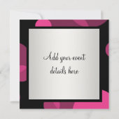 Bubbles Black Tie Feest Roze Zwart Feest Uitnodigi Kaart (Achterkant)