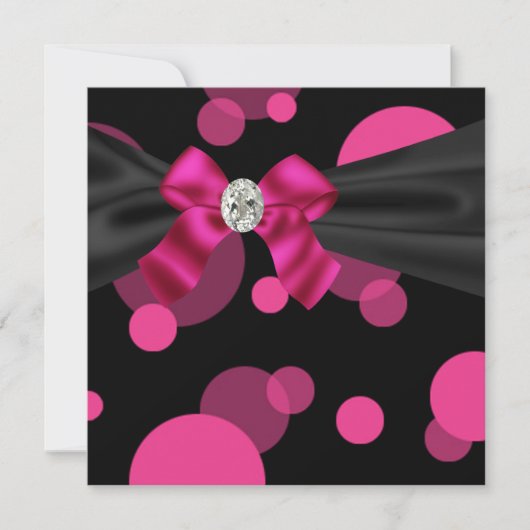 Bubbles Black Tie Feest Roze Zwart Feest Uitnodigi Kaart (Voorkant)