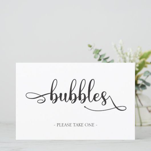"Bubbles" Black White Minimalist Weddenschap (Staand voorkant)