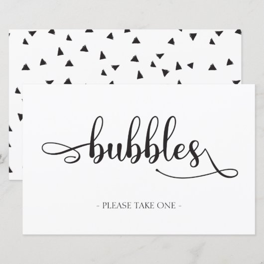 "Bubbles" Black White Minimalist Weddenschap (Voorkant / Achterkant)