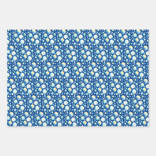 Bubbles (blauw, groen & geel) inpakpapier (Voorkant)