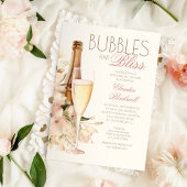 Bubbles Bliss Floral Champagne Vrijgezellenfeest Kaart