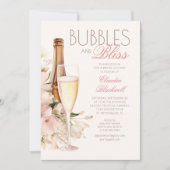 Bubbles Bliss Floral Champagne Vrijgezellenfeest Kaart (Voorkant)