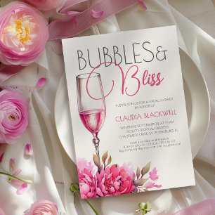 Bubbles Bliss Magenta Champagne Bruiloftsfeest Kaart