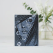 Bubbles blue mermaid Briefkaart (Staand voorkant)