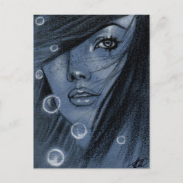 Bubbles blue mermaid Briefkaart