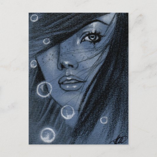 Bubbles blue mermaid Briefkaart (Voorkant)