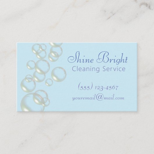 Bubbles Blue Professional Design Cleaning Service Visitekaartje (Voorkant)